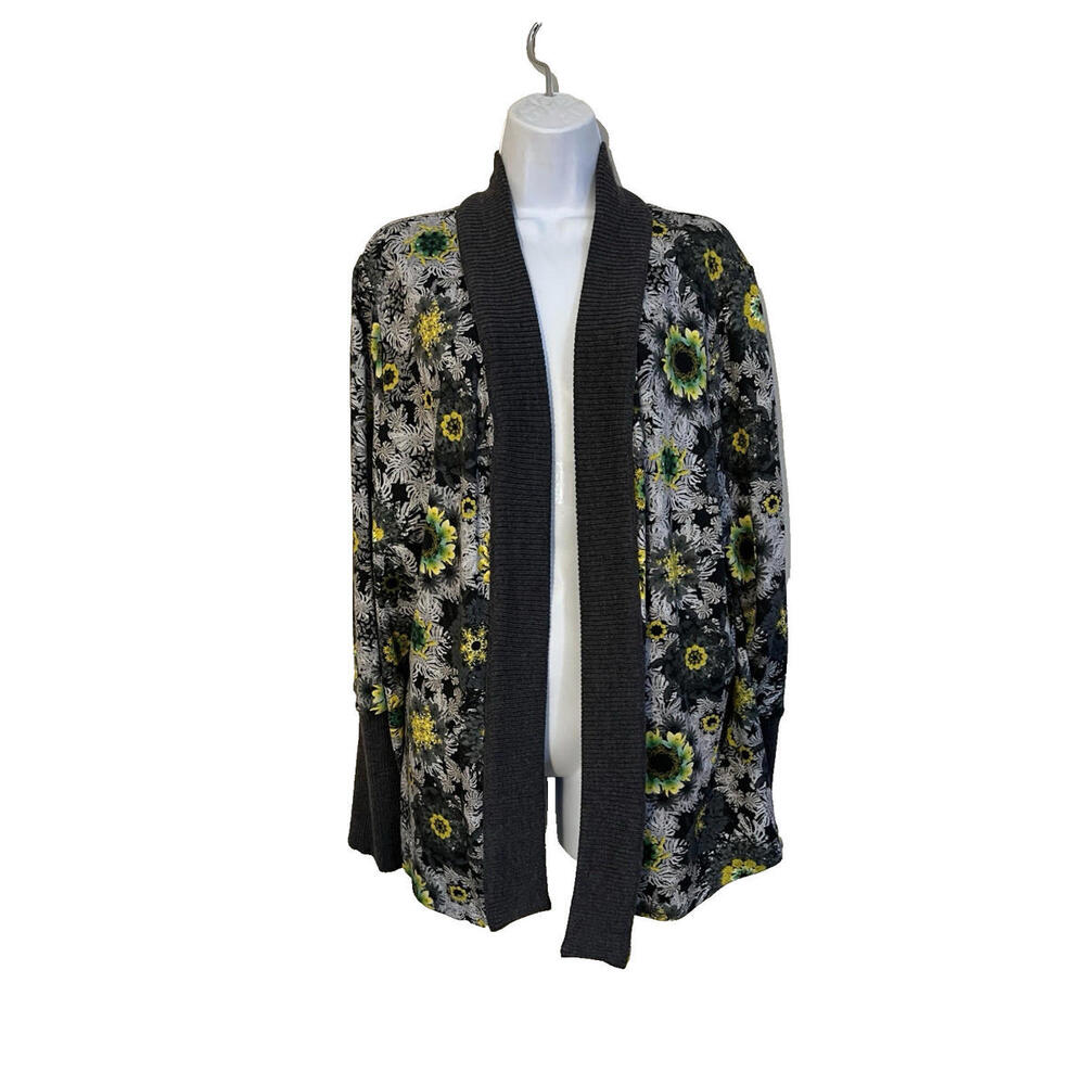 Delle Celle New York  Floral Knit Open Cardigan 2X  Italy EU 54 Art to Wear